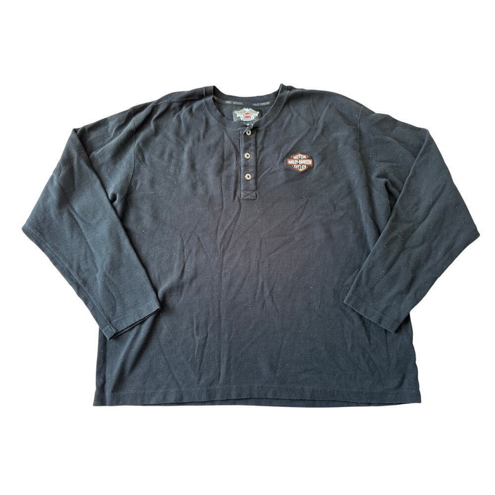 Harley-Davidson Henley long sleeve shirt size 3 XL, Black
